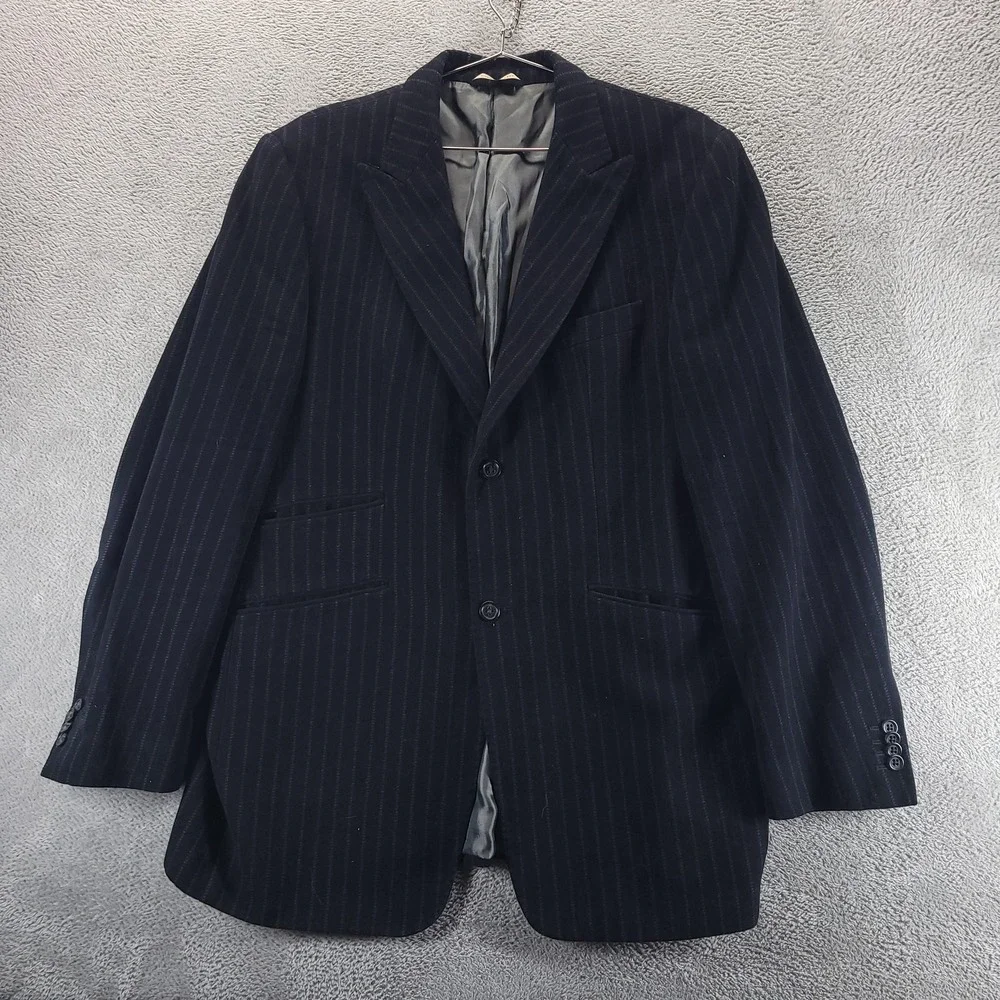 Banana Republic Blazer Mens 46R Black Pinstripe Sport Coat Jacket Corduroy 44291